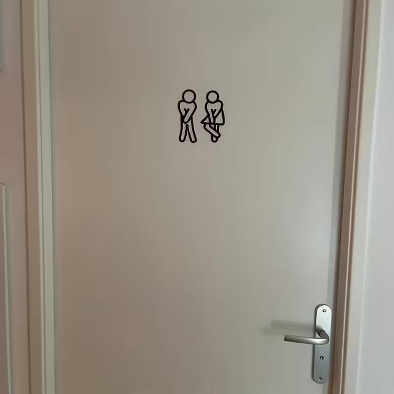 3D Printed Bathroom Door Sign Male & Female Restrooms Symbol Door Decor Restaurant Hotel Cafe Toilet Signage Wall Sticker