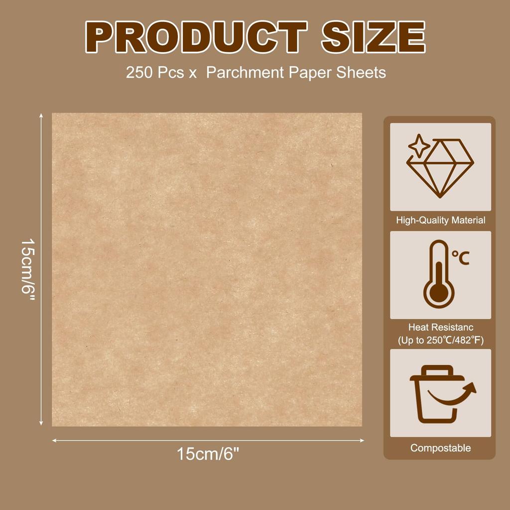uxcell Cooking Oven Square 250 Oven Cooking Hamburger Patty Grill Sheets, Sheets, 15cm, Unbleached, Sheets, Paper, Paper, Paper, Paper, Non-stick