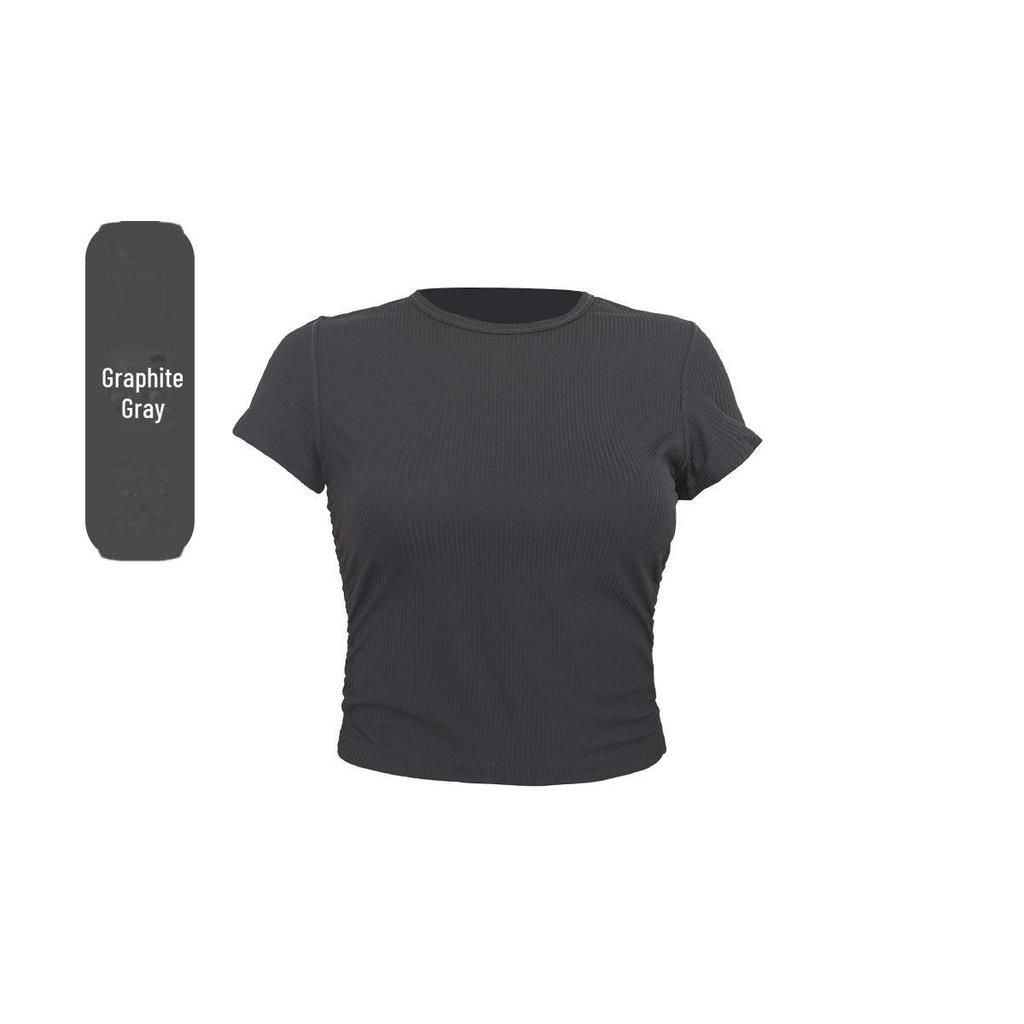 Lu Yoga Fitness Women's Slim Quick-Dry Short-Sleeve T-Shirt for Running