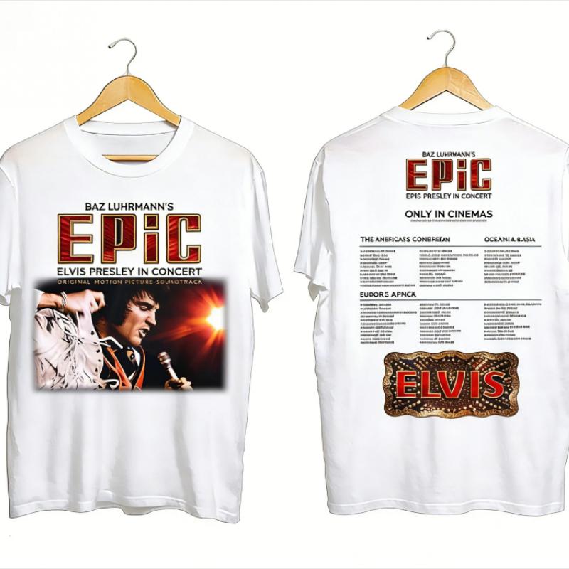Elvis Presley 2026 Konsertturné Vintage Rock T-shirt Turnéschema Dubbelsidigt Tryckt Bekväm Retro Högkvalitativ T-shirt