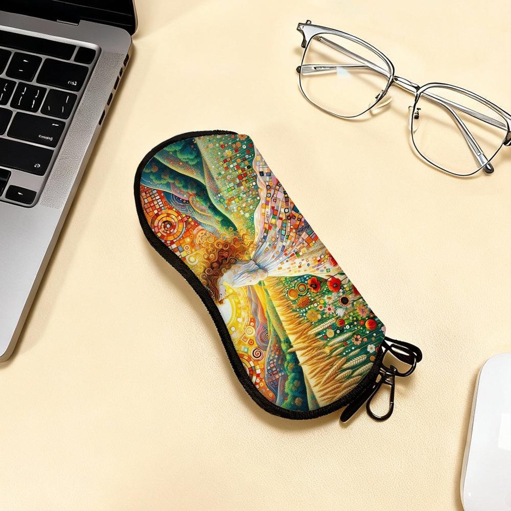 Zipper Eyeglasses Pouch Compact Carabiner Sunglasses Holder Portable Glasses Bag Artistic Anti-Scratch Glasses Case For Daily