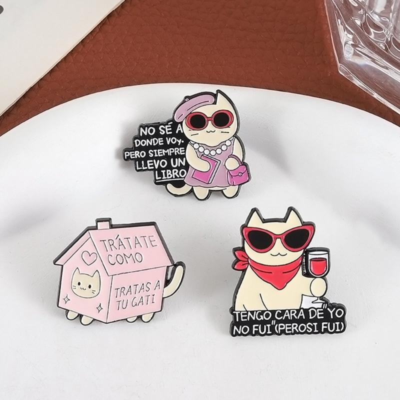 Funny Cartoon Cats Pin Elegant Metal Brooch For Jackets Backpacks And Caps Handmade Lapel Badge Accessory