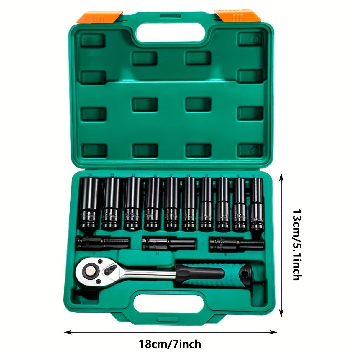 14Pcs/Set Pneumatic Socket Wrench Set, Metric Impact Socket Hexagonal Handle Socket Impact Adapter Socket Wrench for Auto Repair (as the picture,14pcs)