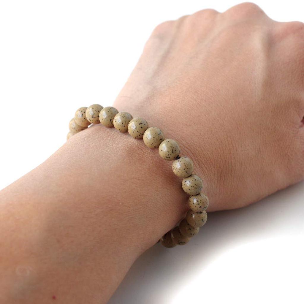 Beitou Stone Bracelet 8mm Orange Taiwanese Made Negative Ion Measured Radium Hokutolite Inner Diameter [GOLD STONE] Approx. 17.5cm