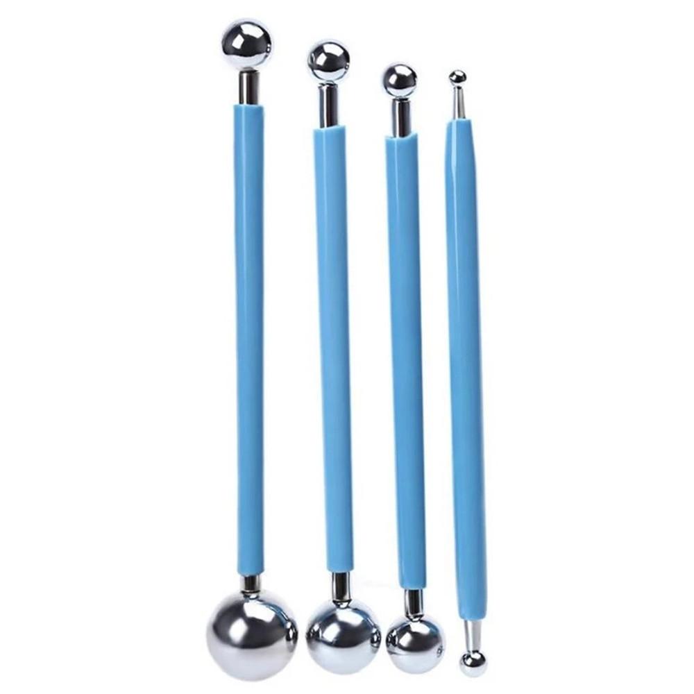 4 Pills Stick Ultralight Clay Soft Pottery Fondant Cake Tools Stainless Steel Baking Petal Ruffle Seamstress Tool Petal Pattern Stick
