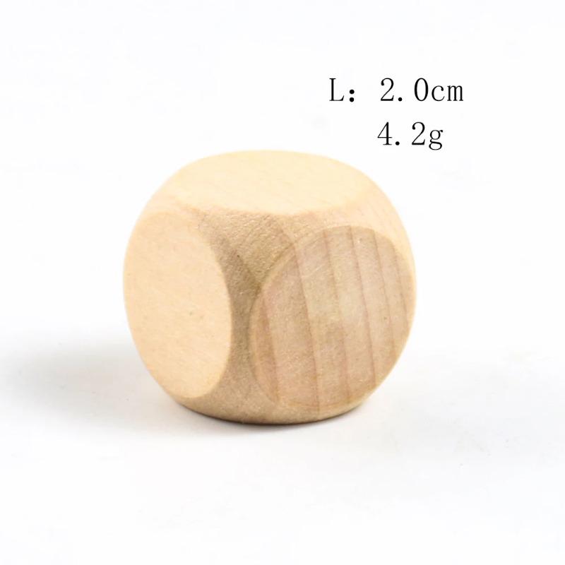 15PCS/30PCS 20mm Wood Dice 6 Sided Blank Wood Dice Party Family DIY Games Printing Engraving Board Game Education Accessories