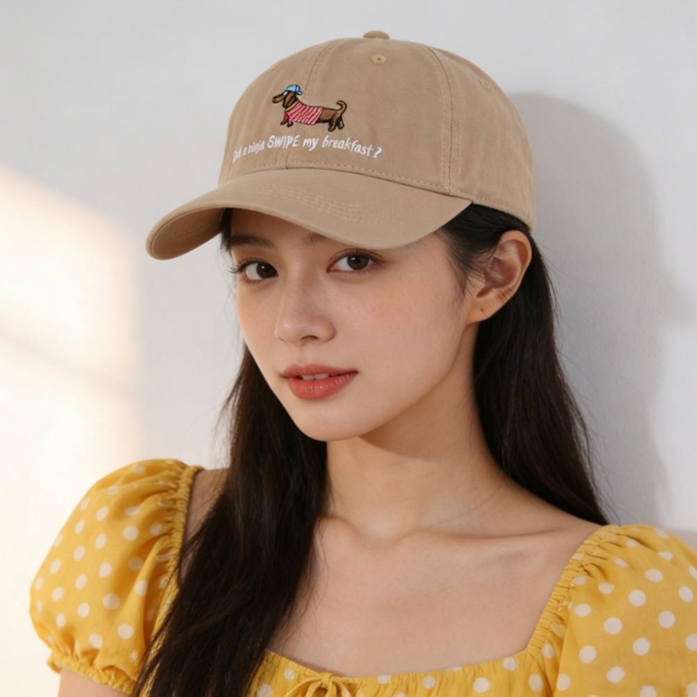 Adjustable Dachshund Baseball Cap Korean Style Sunscreen Embroidered Peaked Hat Hip-hop Versatile Couple Sunshade Casquette