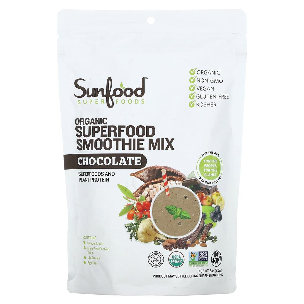 Sunfood Organic Chocolate Superfood Smoothie Mix, 8 Oz (227 G)