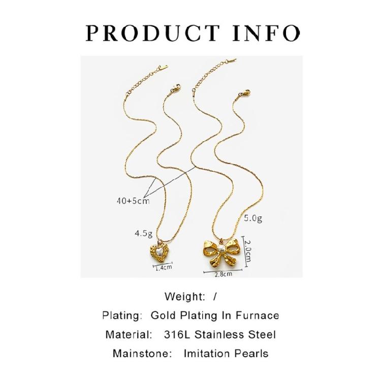 Love Heart/Bowknot Adjustable Necklace Stainless Steel Layering Jewelry for Women Elegant Everyday Gift