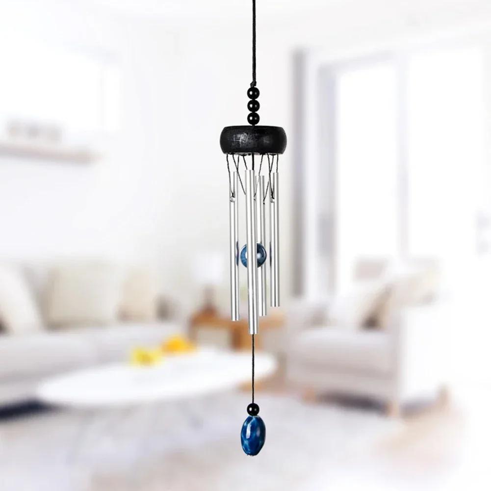 

Metal Tubes Wind Chime Indoor/outdoor Hanging Pendant Home Decor Imitation Bronze Patio Aluminum + Wood Garden чёрный