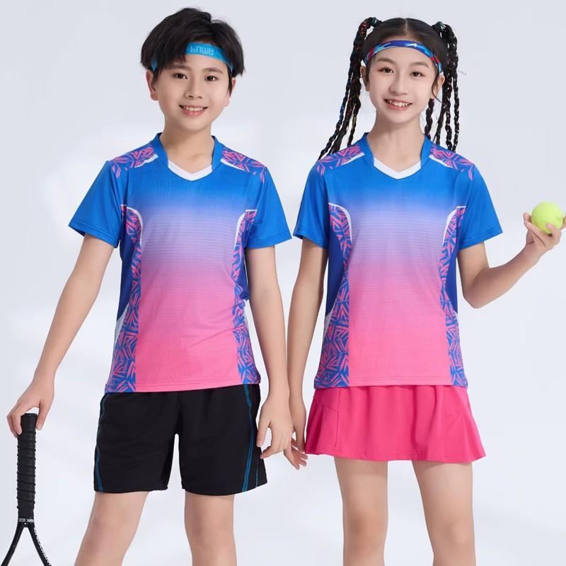 Kids Sports Shirts Shorts Set Quick Dry Athletic Wear Badminton Table Tennis