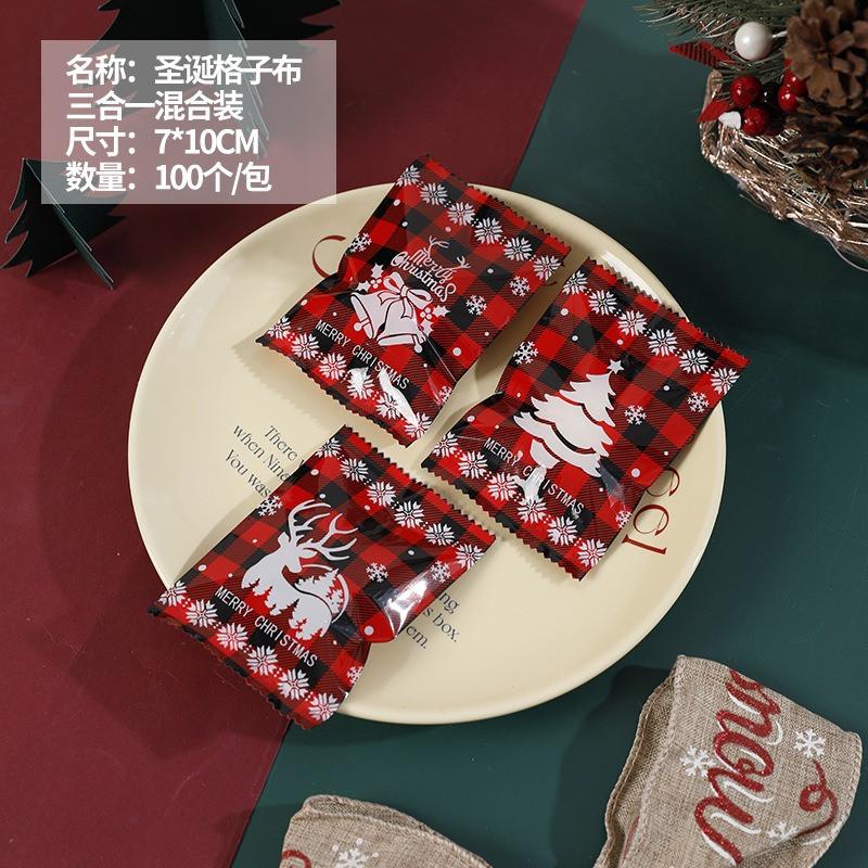 100Pcs 7x10cm Christmas Cartoon Printed Machine Sealing Snowflake Pastry Candy Cookie Packaging Xmas Party Gift Bags