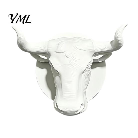 Modern Black Wall Hook Bull Head Hat Rack, Lightweight Wall-Mount Key Holder, Decorative Coat Horn Rack Hook, Retro Animal Hanger for Home Decoration