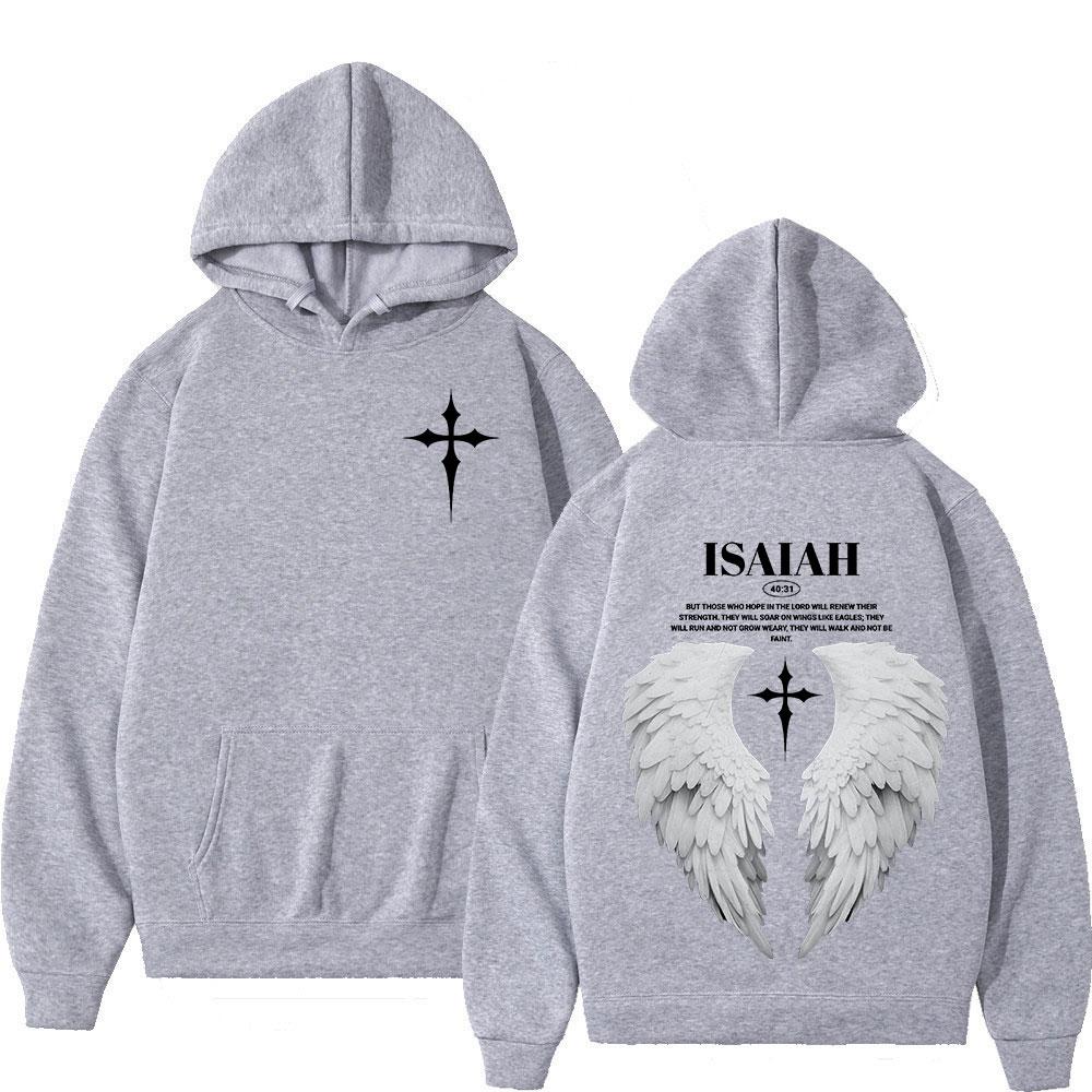 Aesthetic Christian Jesus Wing Bible Verse Hoodies Men Women Fashion Harajuku Oversized Sweatshirt Casual Loose Pullovers