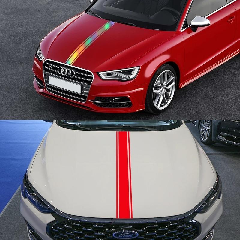 Universal Long Strip Car Hood Roof Tail Stickers Graphics Vinyl Film Trim Decals Set Auto SUV Tuning Accessories Body Decoration
