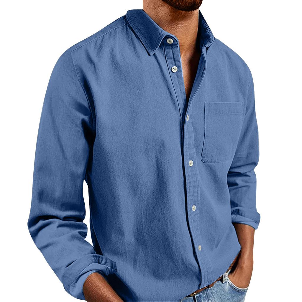 Designer Frühling Sommer Herren Freizeit Baumwolle Leinen Farbe Langarmhemden Lockere Hemden