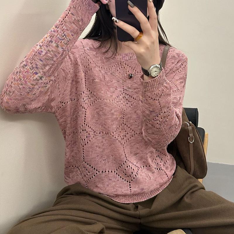 

Женский вязаный свитер с вырезами на весну/осень 2025 года - Модная свободная посадка Medium