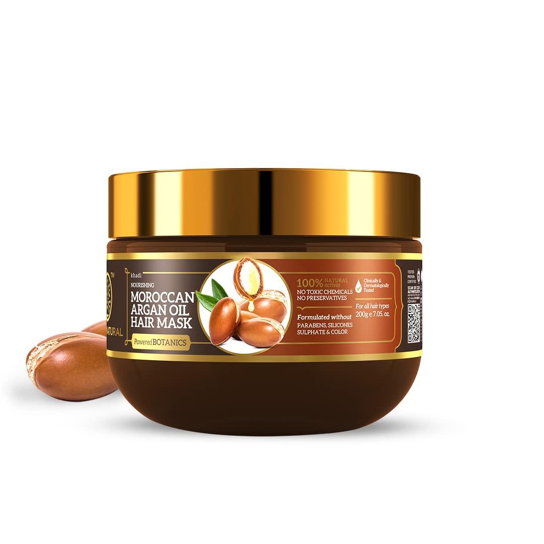 

Khadi Natural Powered Botanics Moroccan Argan Hair Mask 200 g For Dry Frizzy Hair Deep Nourishing Repair Care