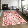 Floral Print Area Rug, Garden Inspired Carpet for Living Room, Non-Slip Washable Floor Mat Entryway Kitchen Boho Home Decor