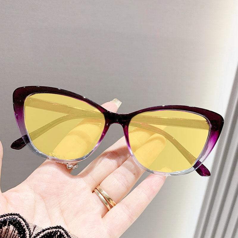 Fashion Night Vision Glasses Men Women Trendy Cat Eye Yellow Lens Myopia Glasses Vintage Near Sight Eyeglasses For Driving