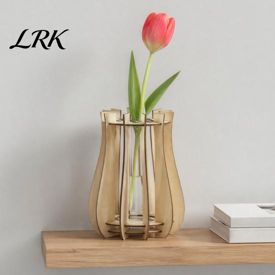 Fashionable Desktop Vases for Classroom Wooden Puzzle Flower Vase, Display Stand Flowers or Sturdy Boxwood Decor Windowsill Artificial Flowers,