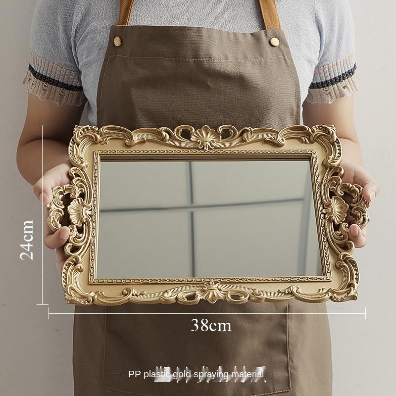 Bandeja de vidro decorativa vintage com espelho, frutas, joias, prato de armazenamento, enfeites de mesa, 2024, novo ZM20409