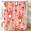 Pink Cartoon Shower Curtain With Hearts And Bears For Bathroom Decoration Pink Polyester Shower Curtains