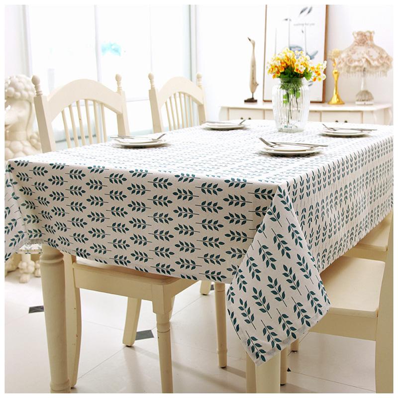 Simple Small Green Leaf Pattern Cotton Linen Tablecloth Christmas European Style Cover Washable Table Cloth For Tea Table
