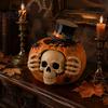 Decorative Skull Storage Jar Halloween Pumpkin Candy with Top Hat Lid, Resin Dark Gothic Home Decor Container, Desktop Organizer for & Party