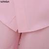 VONDA 2PCS Women Sets Casual Long Sleeve Side Close Blouse and Pants Two Piece Suit