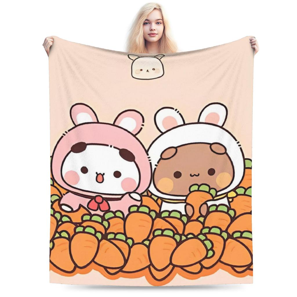 Bubu and Dudu Kawaill Couple Bears Blanket Fleece Cozy Super Soft Throw Blanket for Sofa Bedding Throws