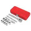 WORKPRO Garage Tool Set with Drive Ratchet Wrench and Ratchet Handle Steel 12-Piece 9.5mm (3/8") Quick-Release [Includes Case]