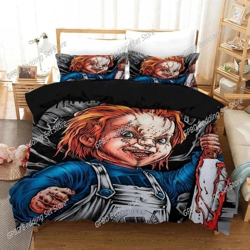 Comforter Horror Movie Child Of Play Chucky Bedding Set 3D Printed Suitable For Bedroom Kids Home Textile