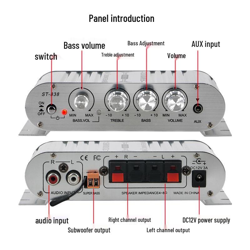 ST-838 2.1 Channel Bluetooth Subwoofer Amplifier with Super Bass