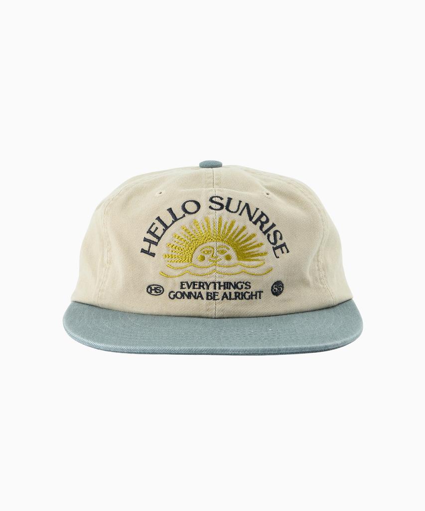 HELLO SUNRISE Washed Two Tone Arch Logo 6Panel Cap_Beige & Khaki