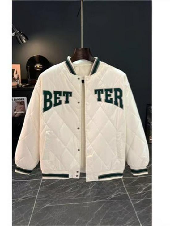 Men s Retro Diamond Pattern Cotton Padded Baseball Jacket - Autumn/Winter Trend XL