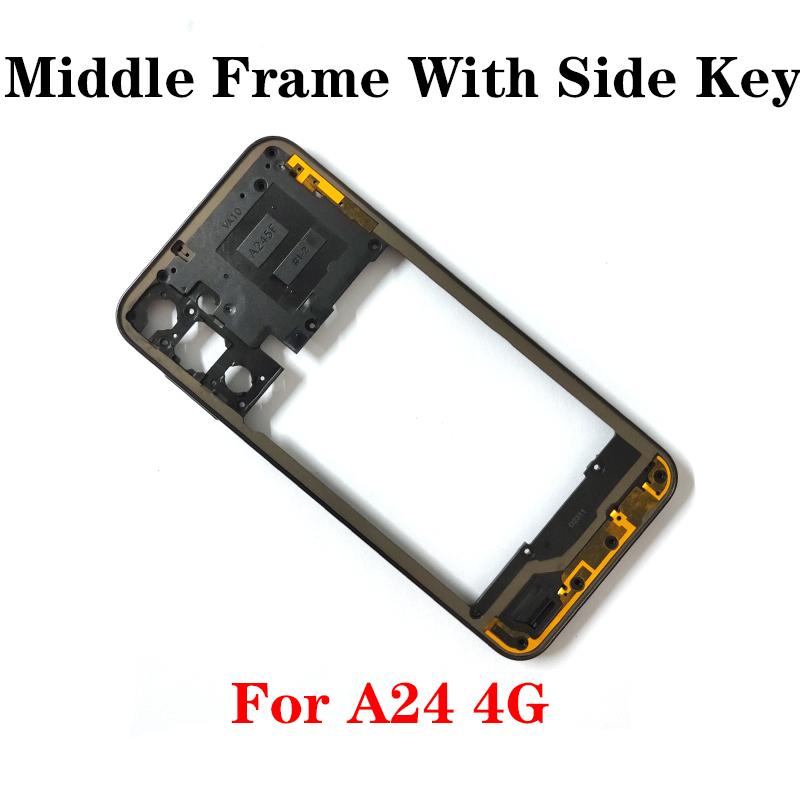 For Samsung A24 4G A245 Middle Frame Housing Bezel Plate With Side Button Repair Parts