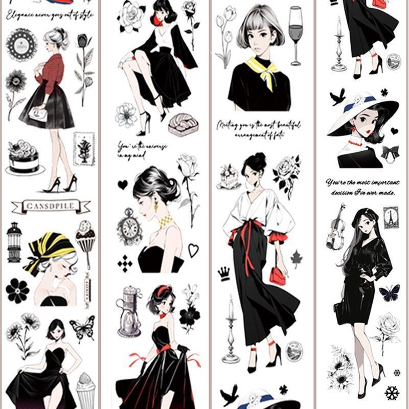 1 rotolo di nastro adesivo con tema ragazza in stile Hong Kong, manuale, scrapbooking, fai da te, decorativo, journaling, forniture