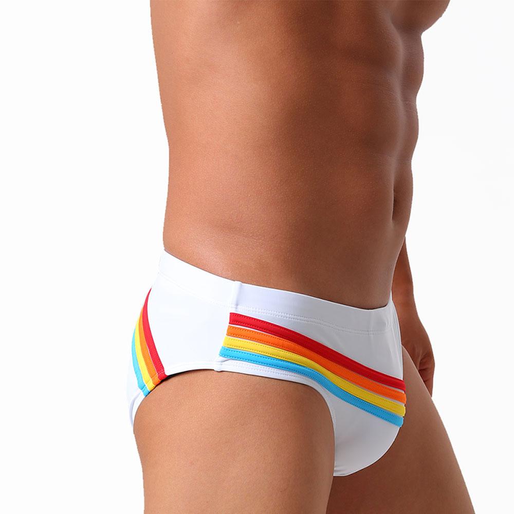 Men's Fashion Sexy Swim Brief Sexy Stripes UXH Brand Swimsuit for Men Surfing Swimwear Beach Shorts