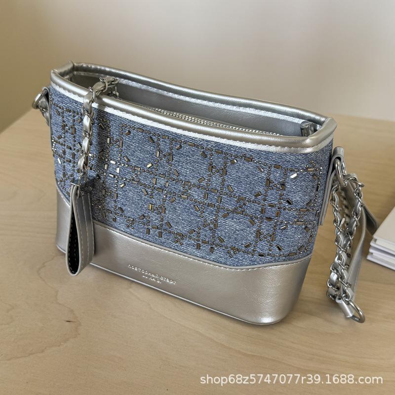 Foreign Style Versatile Retro Denim Handbag, Foreign Style High-end Underarm Stray Bag, New Fashion Chain Messenger Bag