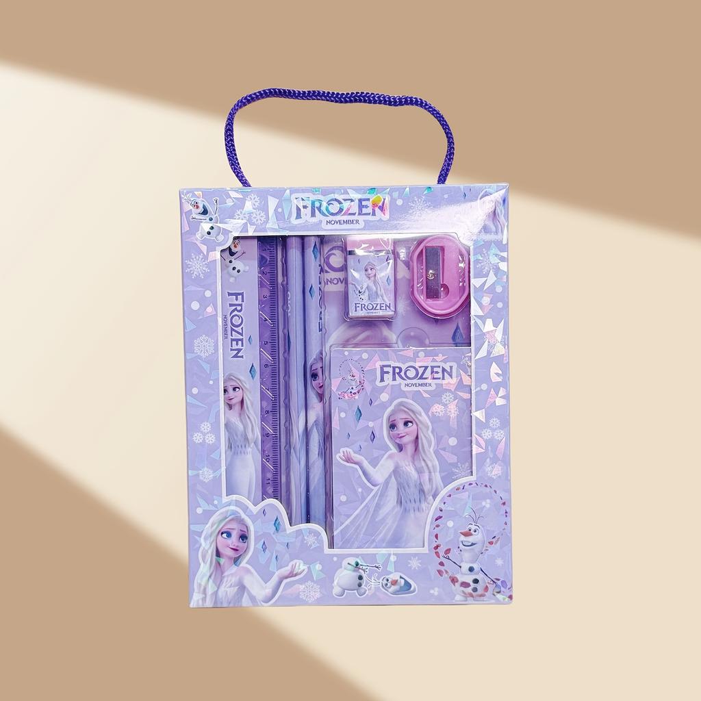Disney Prinzessinnen-Stifteset, lila Design mit Lineal, Radiergummi und Büro-Schreibwaren-Geschenkbox für Schulanfang und Feiertagsgeschenke
