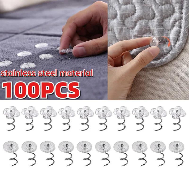 10-100 Pezzi Puntine Trasparenti a Vite per Telo Divano, Puntina di Plastica con Vite, Fibbia di Sicurezza per Coperte Fisse