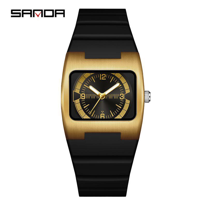 Orologio da uomo Sanda Retro Quadrato al Quarzo Luminoso Impermeabile