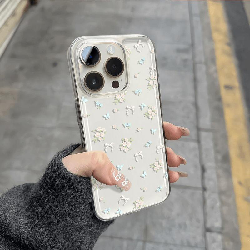 Small Fresh Light Blue Floral Fragments Protective Cover for IPhone 16 15 14 13 12 11 Pro Max Plus Protection Back Cover Bumper