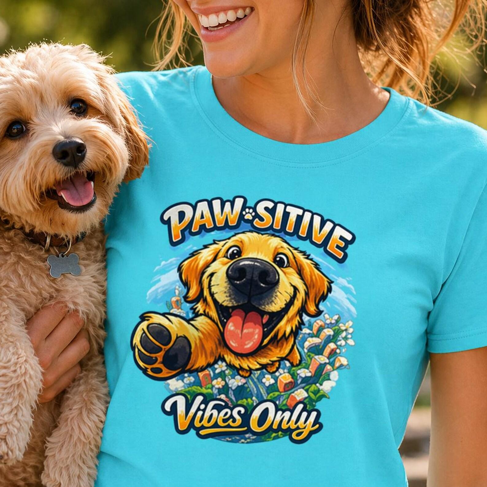Golden Retriever Pawsitive Vibes Only Shirt, Dog Lover Tee S