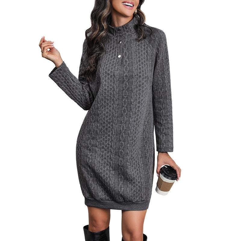 Autumn Long Sleeve Solid Color Sweatshirt Dress