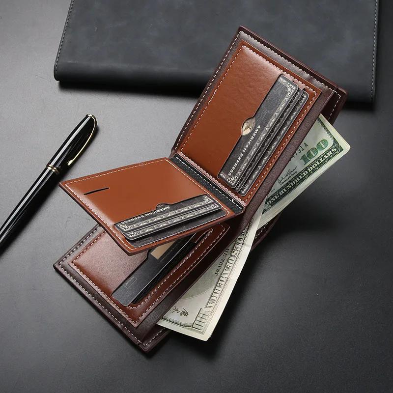 Herren Kurzes Bifold PU Leder Geldbörse Kredit- Ausweishalter Große Kapazität Geldbörse Masculina Premium Geldbörse mit Münzfach Reißverschluss