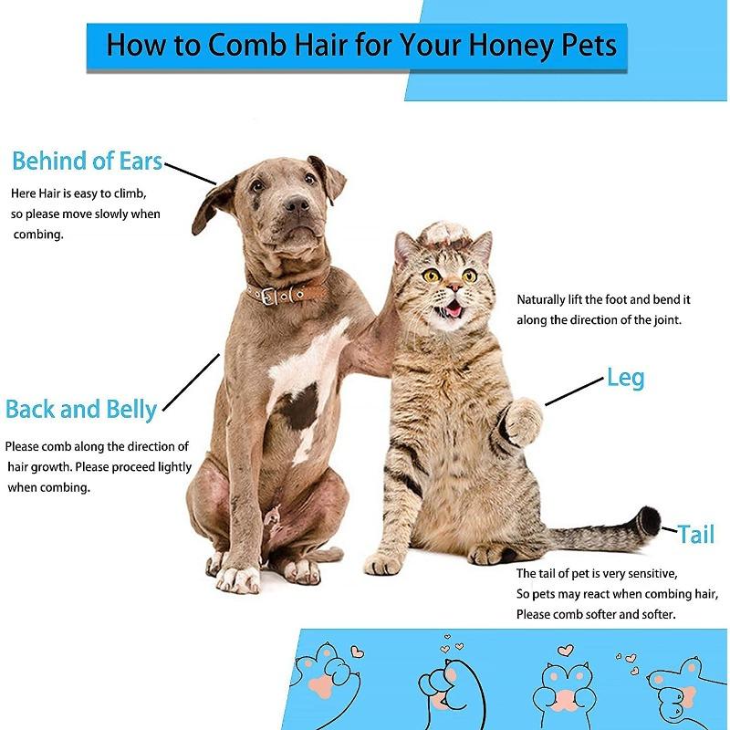 Dog Brush, Cat Brush, Pet Brush, Hair Remover, Pet Brush for Long and Short Hair, Clean Pet Hair from the Brush with One Button, Blue