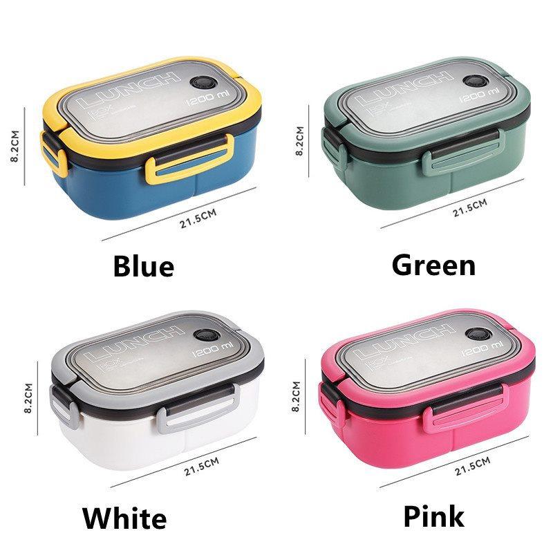 

Портативный ланч-бокс, двухслойная решетка, герметичная коробка для бенто, пригодная для использования в микроволновой печи, с вилкой-ложкой 1pcs розовый
