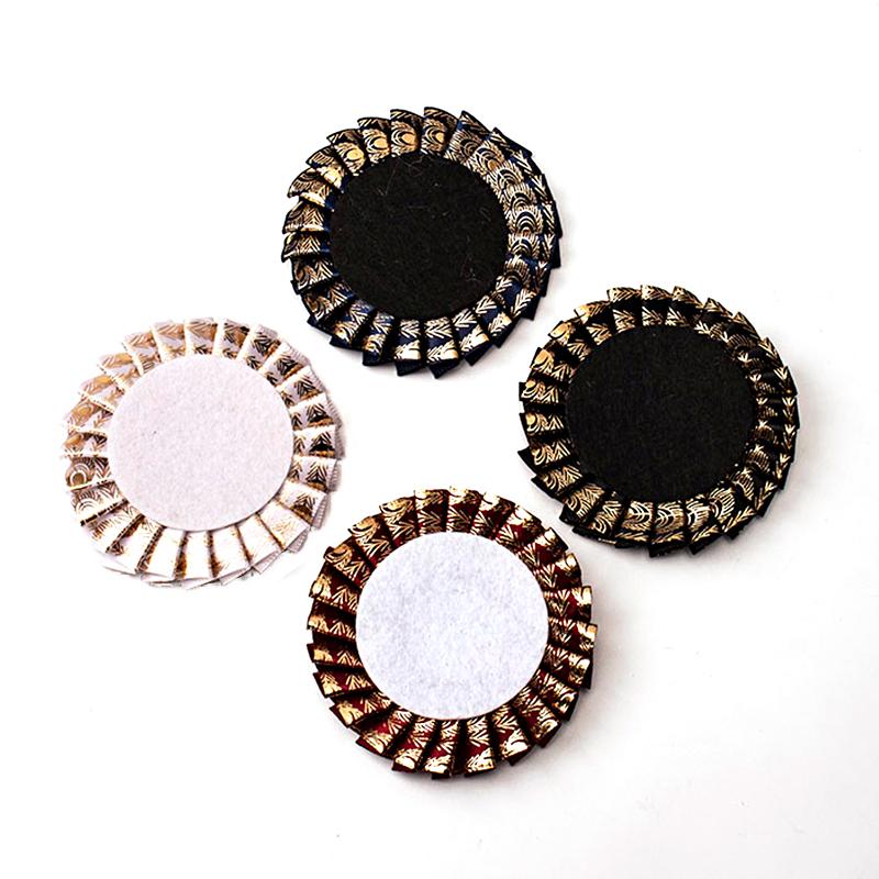 10 meter/rull påfuglfjærtrykt bånd Webbing silkebånd fjær gullbelagt bånd laserbånd 2,5x914cm